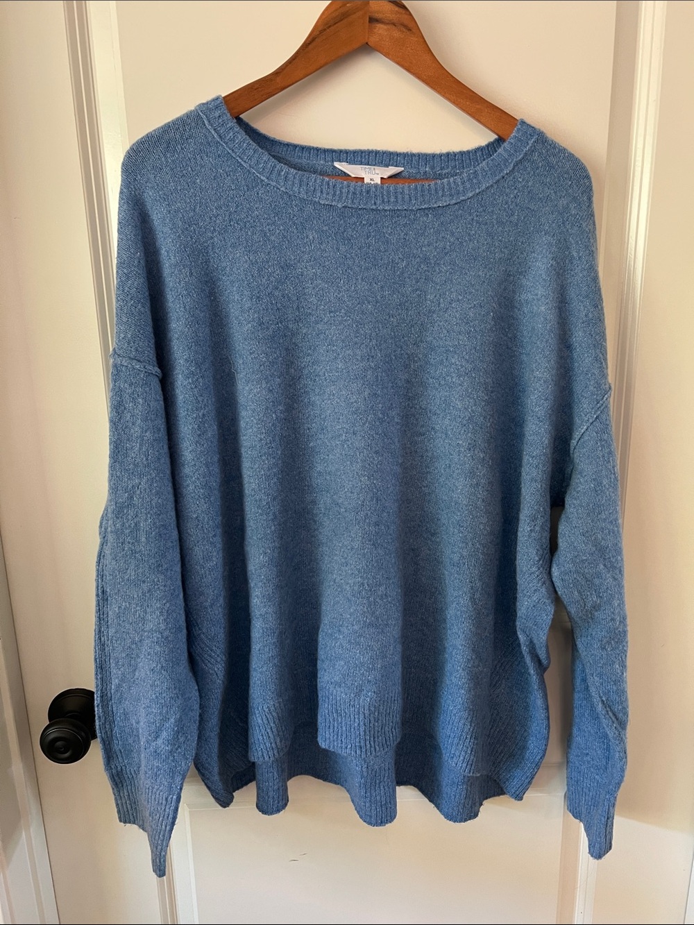 Time and Tru Relaxed Scoop Neck Sweater in Dusty Blue